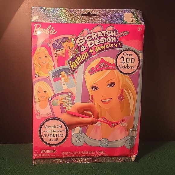 Barbie Scratch And Design Activity Pack 200+ Stickers Craft Kit 2009 NOS - Picture 1 of 7